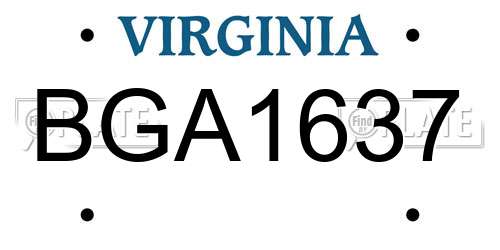 BGA1637 Virginia License Plate