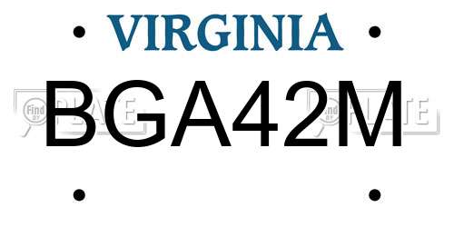BGA42M Virginia License Plate