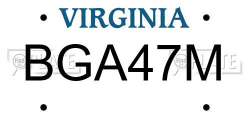 BGA47M Virginia License Plate