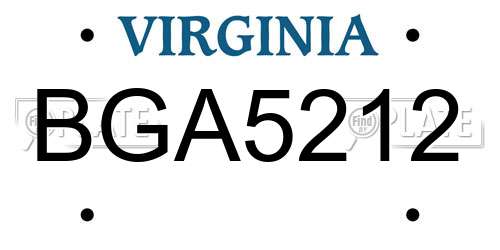 BGA5212 Virginia License Plate