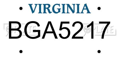 BGA5217 Virginia License Plate