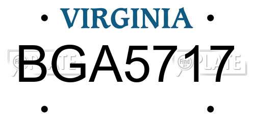 BGA5717 Virginia License Plate