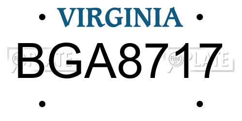 BGA8717 Virginia License Plate
