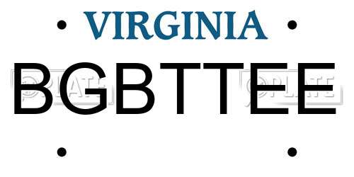 BGBTTEE Virginia License Plate