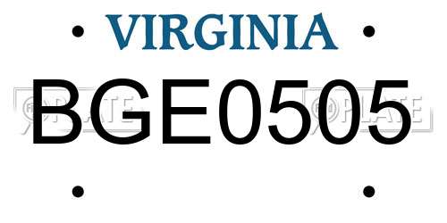 BGE0505 Virginia License Plate
