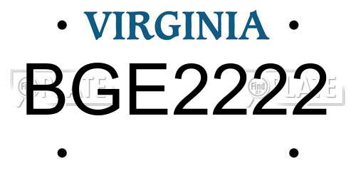 BGE2222 Virginia License Plate