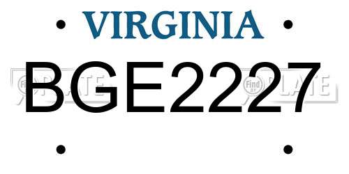 BGE2227 Virginia License Plate