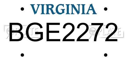 BGE2272 Virginia License Plate