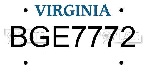BGE7772 Virginia License Plate