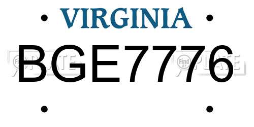 BGE7776 Virginia License Plate