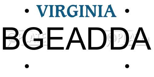 BGEADDA Virginia License Plate