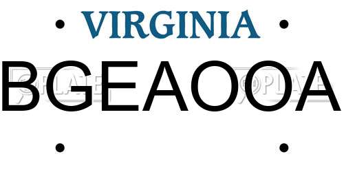 BGEAOOA Virginia License Plate