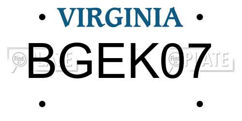 BGEK07 Virginia License Plate