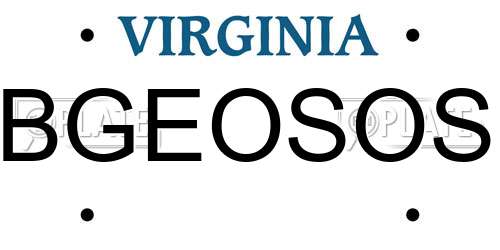 BGEOSOS Virginia License Plate
