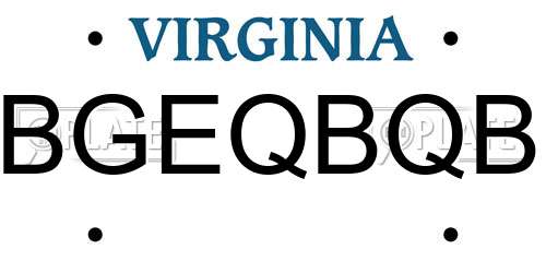 BGEQBQB Virginia License Plate