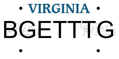 BGETTTG Virginia License Plate