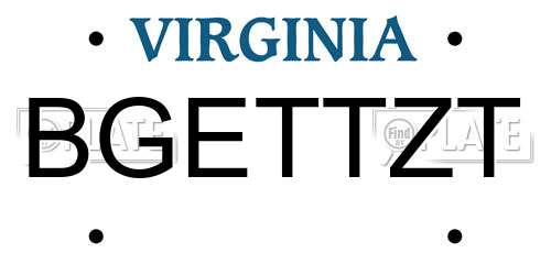 BGETTZT Virginia License Plate