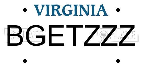 BGETZZZ Virginia License Plate