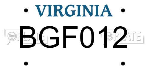BGF012 Virginia License Plate