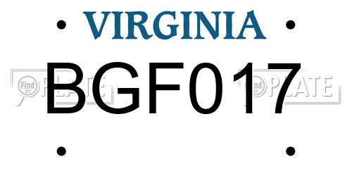 BGF017 Virginia License Plate