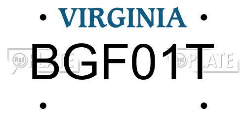 BGF01T Virginia License Plate