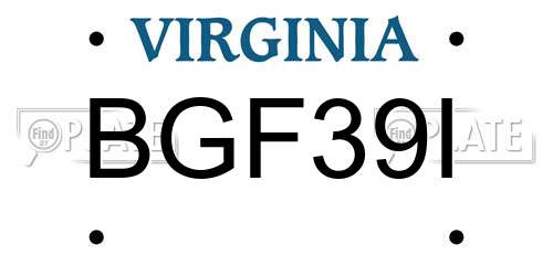 BGF39I Virginia License Plate