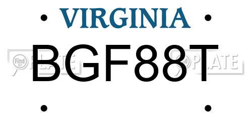 BGF88T Virginia License Plate