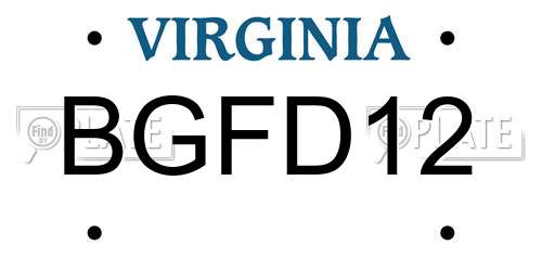 BGFD12 Virginia License Plate