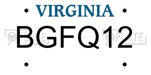 BGFQ12 Virginia License Plate
