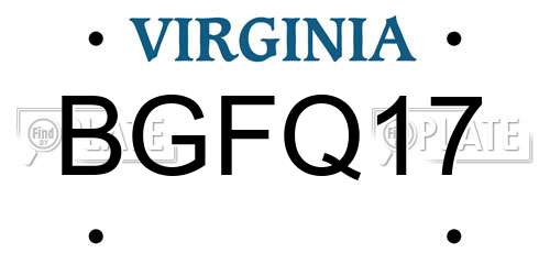 BGFQ17 Virginia License Plate