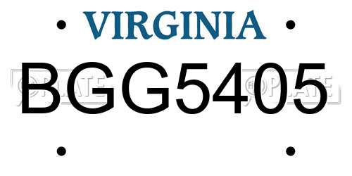 BGG5405 Virginia License Plate