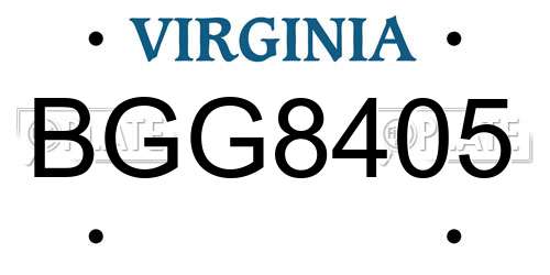 BGG8405 Virginia License Plate