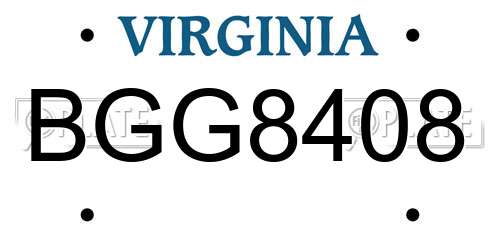 BGG8408 Virginia License Plate