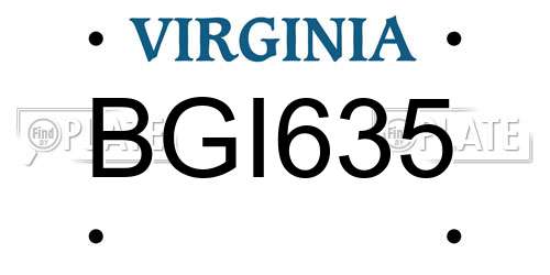 BGI635 Virginia License Plate
