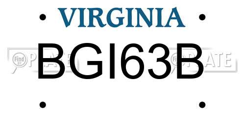 BGI63B Virginia License Plate