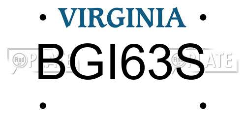 BGI63S Virginia License Plate