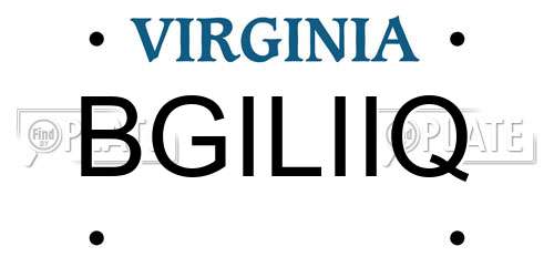 BGILIIQ Virginia License Plate