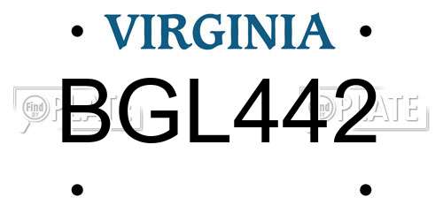 BGL442 Virginia License Plate