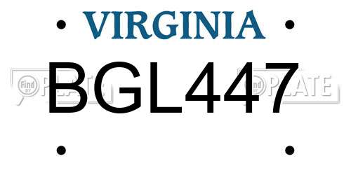 BGL447 Virginia License Plate