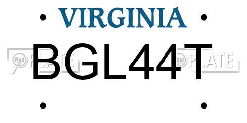 BGL44T Virginia License Plate