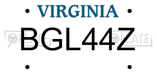 BGL44Z Virginia License Plate