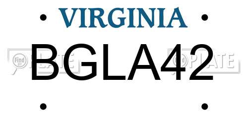 BGLA42 Virginia License Plate
