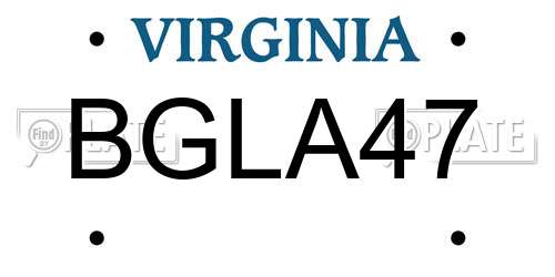 BGLA47 Virginia License Plate