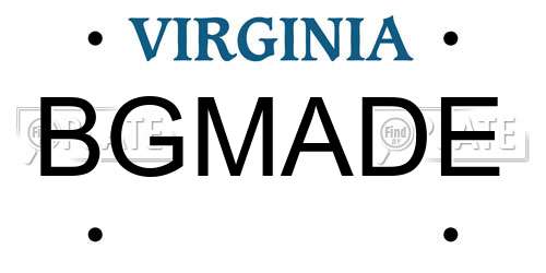 BGMADE Virginia License Plate