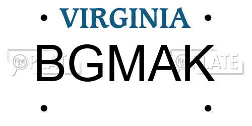 BGMAK Virginia License Plate