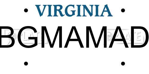 BGMAMAD Virginia License Plate