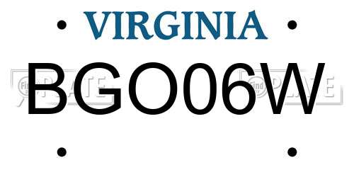 BGO06W Virginia License Plate
