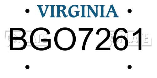 BGO7261 Virginia License Plate