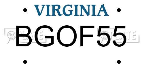 BGOF55 Virginia License Plate