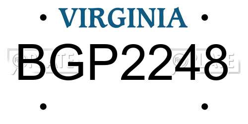BGP2248 Virginia License Plate